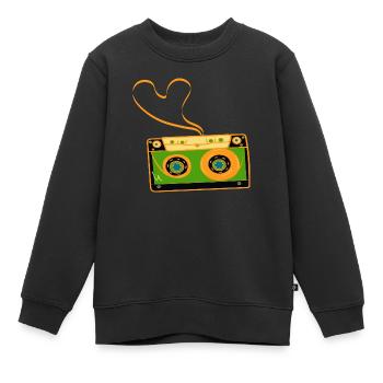 Cassette Band Heart - Sweat Premium enfant bio - noir - Devant - AI Model Kid Female (0cm)