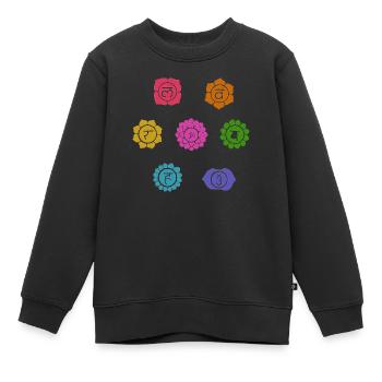 Chakras - Sweat Premium enfant bio - noir - Devant - AI Model Kid Female (0cm)