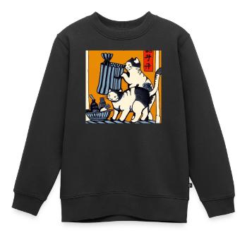 Katzen im Japanischen Kunst Stil 1 - Kinder Premium Organic Sweatshirt - Schwarz - Vorne - AI Model Kid Female (0cm)
