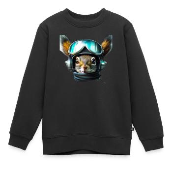Écureuil aviateur - Sweat Premium enfant bio - noir - Devant - AI Model Kid Female (0cm)