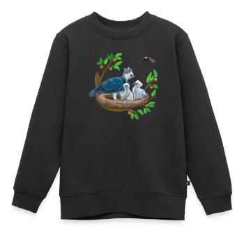 Harpyie mit kleinen im Nest und Adler - Kinder Premium Organic Sweatshirt - Schwarz - Vorne - AI Model Kid Female (0cm)