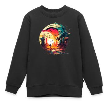 Sci Fi Trostlose Weld mit einem Umherziehenden - Kinder Premium Organic Sweatshirt - Schwarz - Vorne - AI Model Kid Female (0cm)