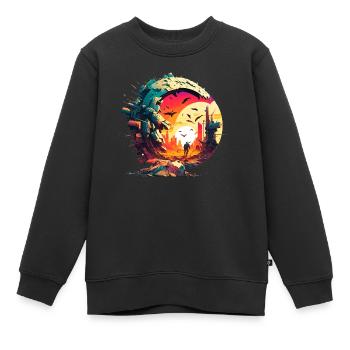 Vagabond solitaire du futur en pèlerin de science-fiction - Sweat Premium enfant bio - noir - Devant - AI Model Kid Female (0cm)