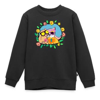Le chien et le chat sont les meilleurs amis - Sweat Premium enfant bio - noir - Devant - AI Model Kid Female (0cm)