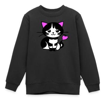 Chat mignon dans la bande dessinée - Sweat Premium enfant bio - noir - Devant - AI Model Kid Female (0cm)