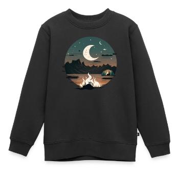 Lagerfeuer im Mondschein für Backpacker und Camper - Kinder Premium Organic Sweatshirt - Schwarz - Vorne - AI Model Kid Female (0cm)
