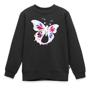 Mehrfarbiger Schmetterling - Kinder Premium Organic Sweatshirt - Schwarz - Vorne - AI Model Kid Female (0cm)