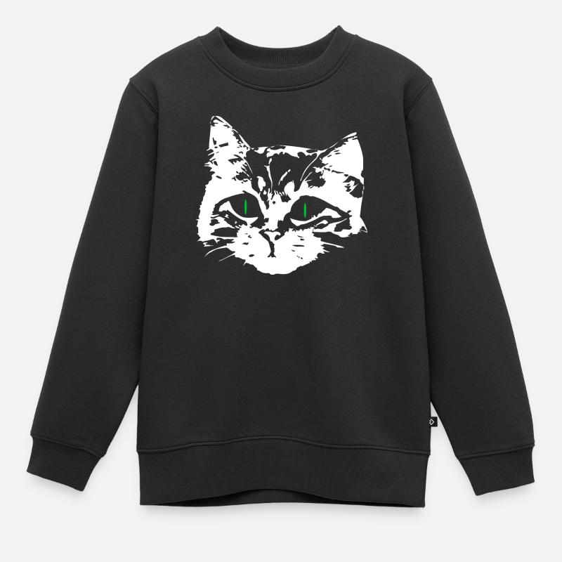 Chat amoureux visage - Sweat Premium enfant bio - noir