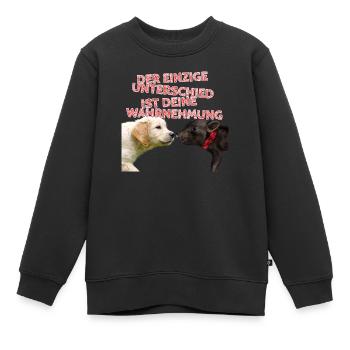 Der einzige Unterschied ist deine Wahrnehmung - Kinder Premium Organic Sweatshirt - Schwarz - Vorne - AI Model Kid Female (0cm)