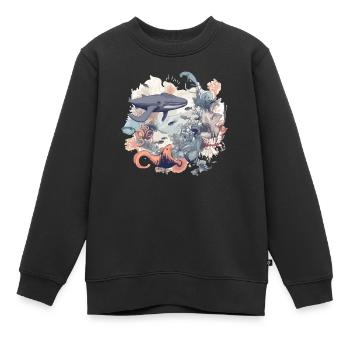 Créatures de la mer - Sweat Premium enfant bio - noir - Devant - AI Model Kid Female (0cm)