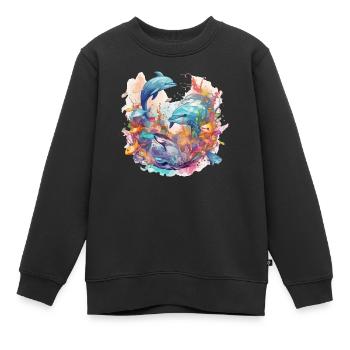 Delphine - Kinder Premium Organic Sweatshirt - Schwarz - Vorne - AI Model Kid Female (0cm)