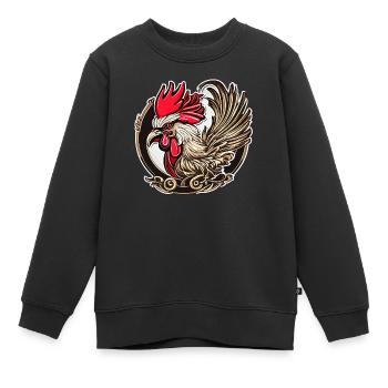 Coq de la chance - Sweat Premium enfant bio - noir - Devant - AI Model Kid Female (0cm)