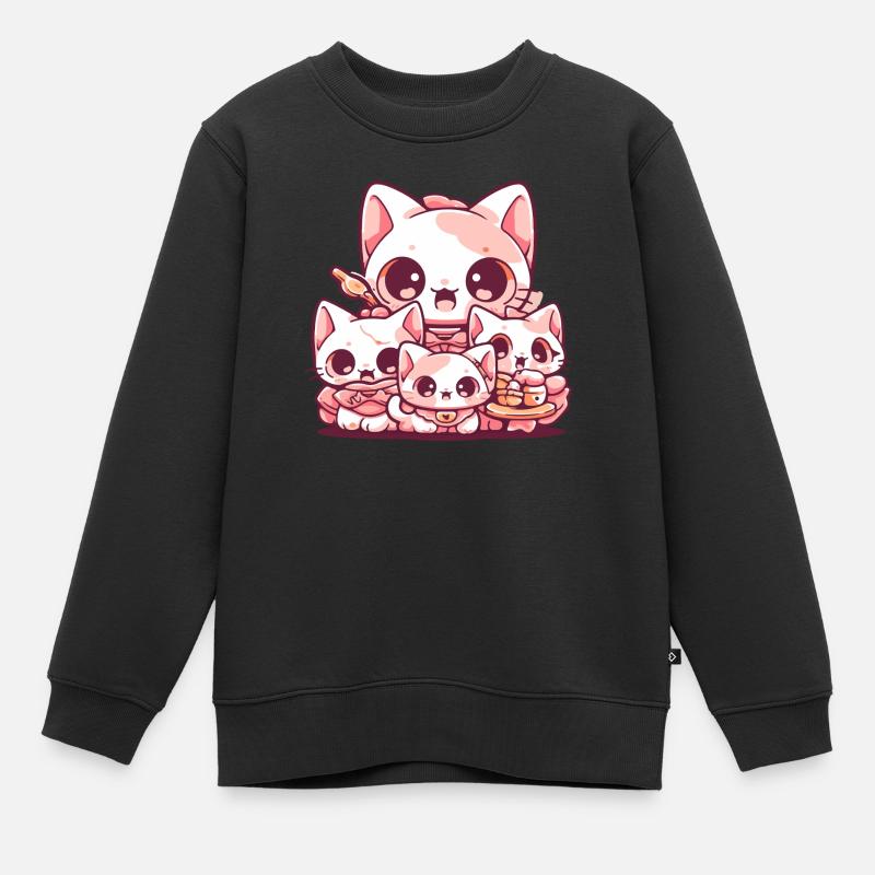 Maman chat et ses chatons - Sweat Premium enfant bio - noir