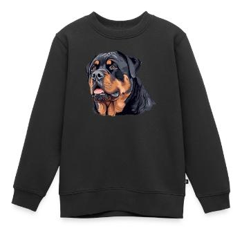 Hundekopf, Rottweiler, Illustration - Kinder Premium Organic Sweatshirt - Schwarz - Vorne - AI Model Kid Female (0cm)