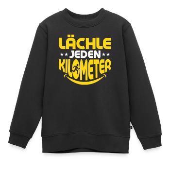 Lächle jeden Kilometer Laufen Joggen - Kinder Premium Organic Sweatshirt - Schwarz - Vorne - AI Model Kid Female (0cm)