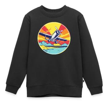 Avion de loisirs - Sweat Premium enfant bio - noir - Devant - AI Model Kid Female (0cm)