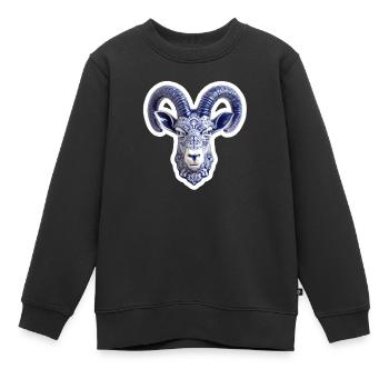 Tête de cerf en céramique - Sweat Premium enfant bio - noir - Devant - AI Model Kid Female (0cm)