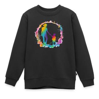 Silhouette von Mutter und Tochter - Kinder Premium Organic Sweatshirt - Schwarz - Vorne - AI Model Kid Female (0cm)