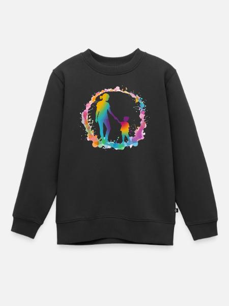 Silhouette von Mutter und Tochter - Kinder Premium Organic Sweatshirt - Schwarz