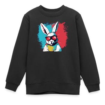 Iko the Mad Rabbit - Kids Premium Organic Sweatshirt - black - Front - AI Model Kid Female (0cm)