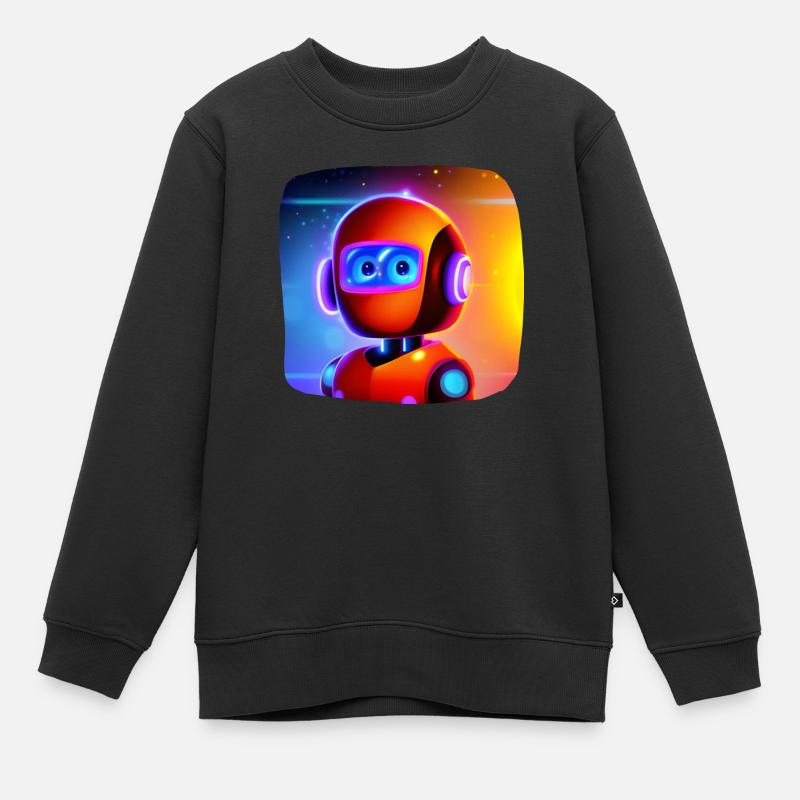 Friendly robot buddy in space - Kids Premium Organic Sweatshirt - black
