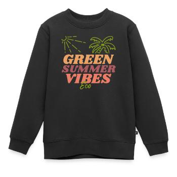 Green Summer Vibrations, nachhaltiger Sommer - Kinder Premium Organic Sweatshirt - Schwarz - Vorne - AI Model Kid Female (0cm)