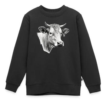 Die Kuh in Bleistift 2 - Kinder Premium Organic Sweatshirt - Schwarz - Vorne - AI Model Kid Female (0cm)