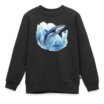 Whale in the Arctic Arctic Ocean Blue Ocean - Kids Premium Organic Sweatshirt - black - Front - AI Model Kid Female (0cm)