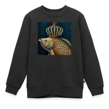 Poisson rouge couronné - Sweat Premium enfant bio - noir - Devant - AI Model Kid Female (0cm)
