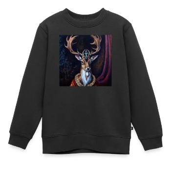 Le Roi Cerf - Sweat Premium enfant bio - noir - Devant - AI Model Kid Female (0cm)