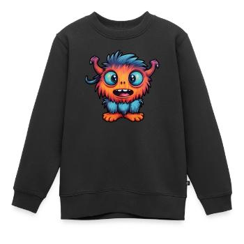 Petit monstre « Froxi » dans le style BD - Sweat Premium enfant bio - noir - Devant - AI Model Kid Female (0cm)