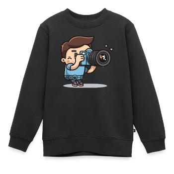 Photographe - Sweat Premium enfant bio - noir - Devant - AI Model Kid Female (0cm)