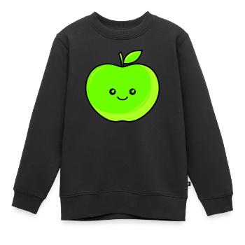 apple - Kids Premium Organic Sweatshirt - black - Front - AI Model Kid Female (0cm)