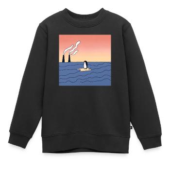 Bedrohte Tiere, Pinguin-Illustration, Erderwärmung - Kinder Premium Organic Sweatshirt - Schwarz - Vorne - AI Model Kid Female (0cm)