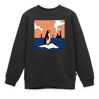 Bedrohte Tiere, Pinguin-Illustration, Erderwärmung - Kinder Premium Organic Sweatshirt - Schwarz - Vorne - AI Model Kid Female (0cm)