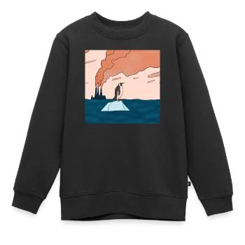 Bedrohte Tiere, Pinguin-Illustration, Erderwärmung - Kinder Premium Organic Sweatshirt - Schwarz - Vorne - AI Model Kid Female (0cm)