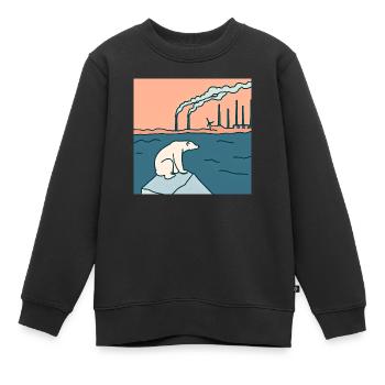 Bedrohte Tiere, Eisbär-Illustration, Erderwärmung - Kinder Premium Organic Sweatshirt - Schwarz - Vorne - AI Model Kid Female (0cm)