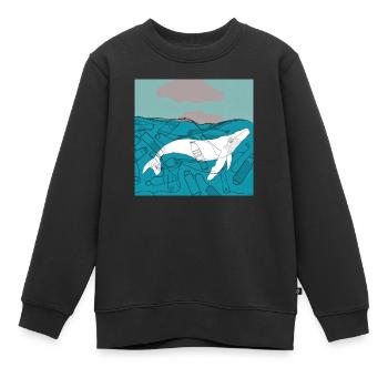 Bedrohte Tiere, Wal-Design, Erderwärmung - Kinder Premium Organic Sweatshirt - Schwarz - Vorne - AI Model Kid Female (0cm)