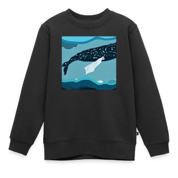 Bedrohte Tiere, Eisbär-Illustration, Erderwärmung - Kinder Premium Organic Sweatshirt - Schwarz - Vorne - AI Model Kid Female (0cm)