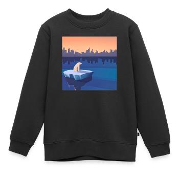 Bedrohte Tiere, Eisbär-Illustration, Erderwärmung - Kinder Premium Organic Sweatshirt - Schwarz - Vorne - AI Model Kid Female (0cm)