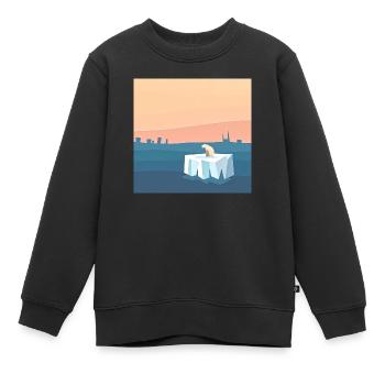 Bedrohte Tiere, Eisbär-Illustration, Erderwärmung - Kinder Premium Organic Sweatshirt - Schwarz - Vorne - AI Model Kid Female (0cm)
