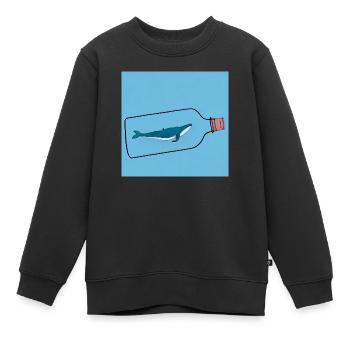 Flaschenpost, Wal-Illustration, Statement - Kinder Premium Organic Sweatshirt - Schwarz - Vorne - AI Model Kid Female (0cm)