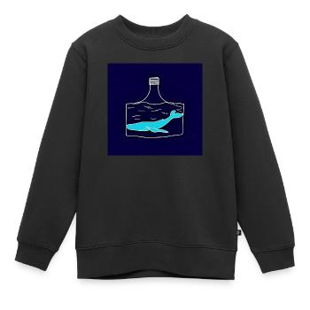 Flaschenpost, Wal-Illustration, Statement - Kinder Premium Organic Sweatshirt - Schwarz - Vorne - AI Model Kid Female (0cm)