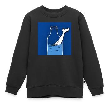 Flaschenpost, Wal-Illustration, Statement - Kinder Premium Organic Sweatshirt - Schwarz - Vorne - AI Model Kid Female (0cm)
