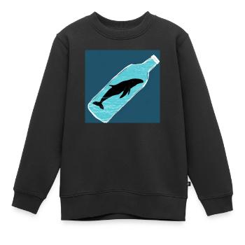 Flaschenpost, Wal-Illustration, Statement - Kinder Premium Organic Sweatshirt - Schwarz - Vorne - AI Model Kid Female (0cm)
