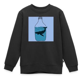 Flaschenpost, Wal-Illustration, Statement - Kinder Premium Organic Sweatshirt - Schwarz - Vorne - AI Model Kid Female (0cm)