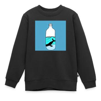Flaschenpost, Wal-Illustration, Statement - Kinder Premium Organic Sweatshirt - Schwarz - Vorne - AI Model Kid Female (0cm)