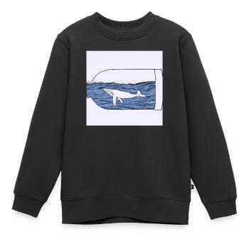 Flaschenpost, Wal-Illustration, Statement - Kinder Premium Organic Sweatshirt - Schwarz - Vorne - AI Model Kid Female (0cm)