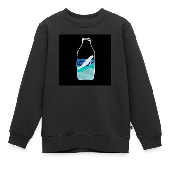 Flaschenpost, Wal-Illustration, Statement - Kinder Premium Organic Sweatshirt - Schwarz - Vorne - AI Model Kid Female (0cm)