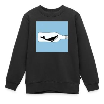 Flaschenpost, Wal-Illustration, Statement - Kinder Premium Organic Sweatshirt - Schwarz - Vorne - AI Model Kid Female (0cm)
